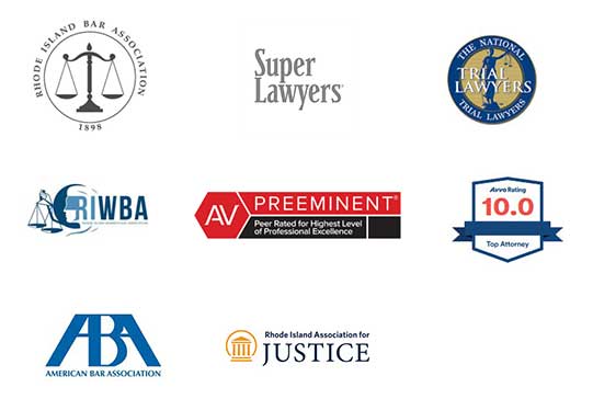 Rhode Island Bar Association | Super Lawyers | The National Trial Lawyers | RIWBA | AV Preeminent | Avvo Rating 10.0 | ABA